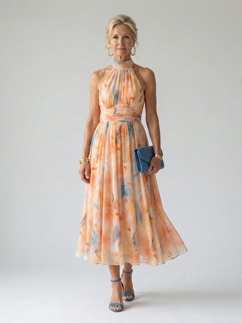 Elin | Soft Halter Midi Dress  The Loren Sisters