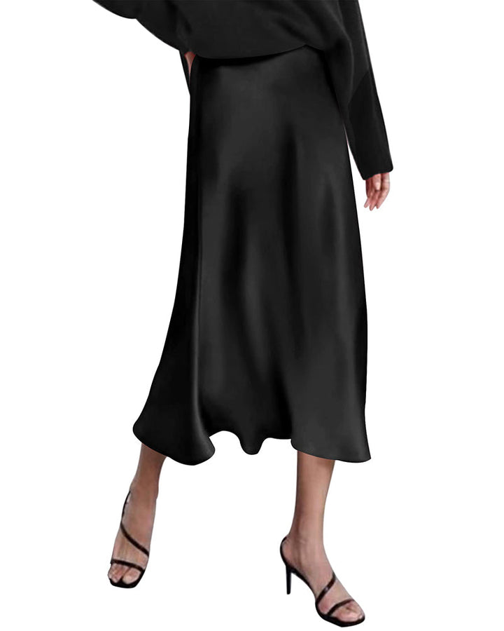 Satin Zipper Elegant Work Skirts