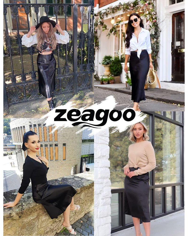 Satin Zipper Elegant Work Skirts