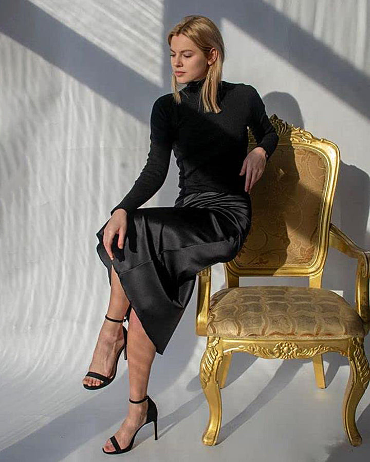 Satin Zipper Elegant Work Skirts