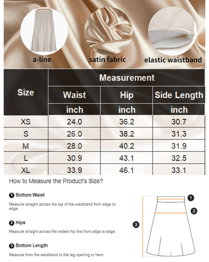 Satin Zipper Elegant Work Skirts