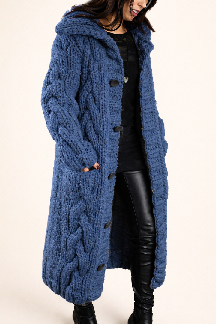 Elegant Longline Knit Coat – Non-Itchy & Flattering Fit