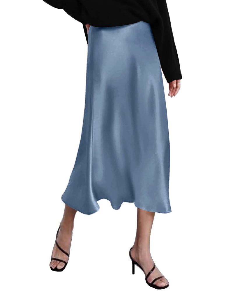 Satin Zipper Elegant Work Skirts