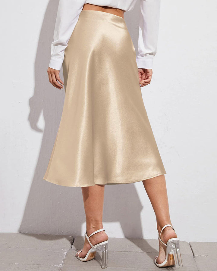 Satin Zipper Elegant Work Skirts