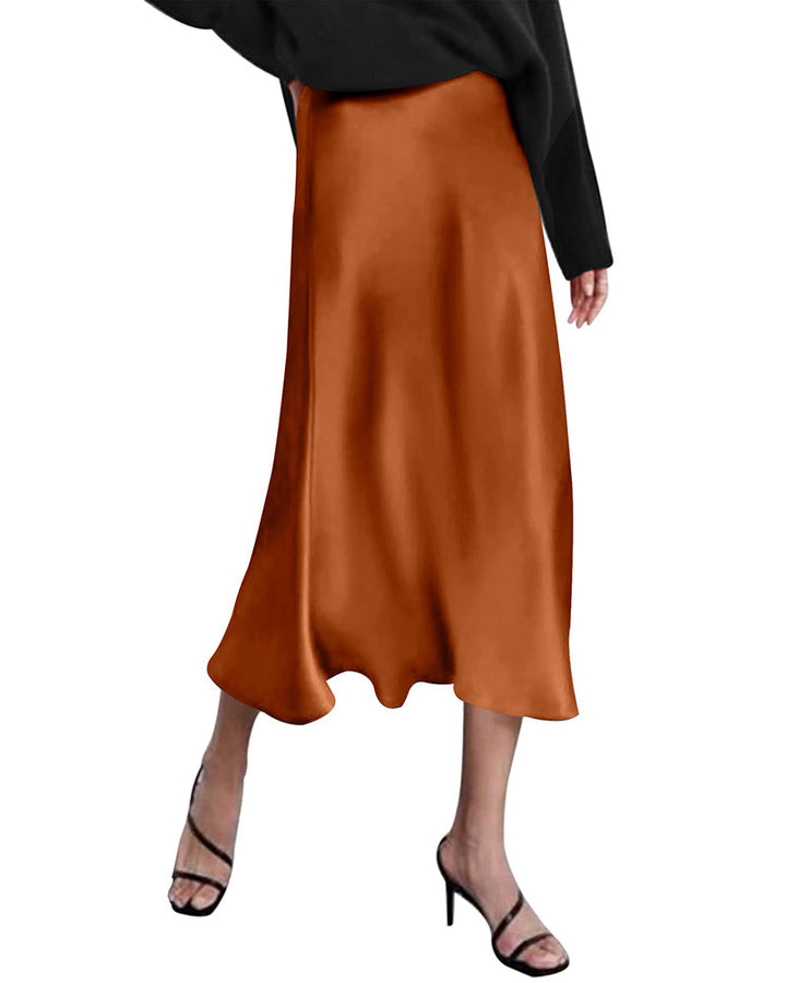 Satin Zipper Elegant Work Skirts