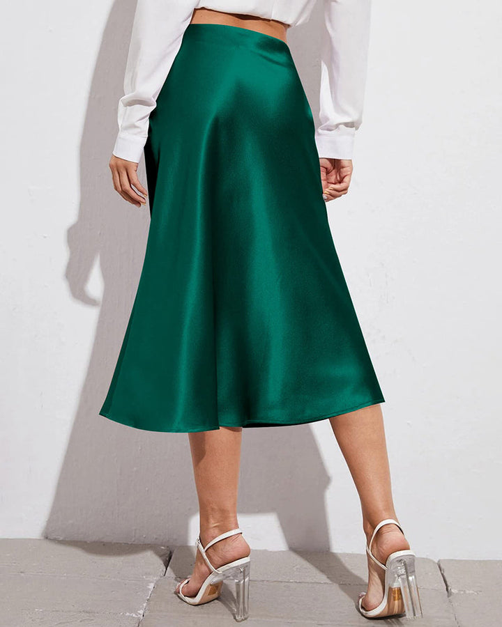 Satin Zipper Elegant Work Skirts