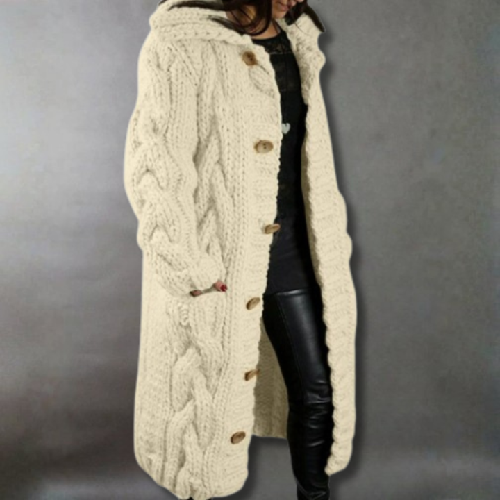 Elegant Longline Knit Coat – Non-Itchy & Flattering Fit