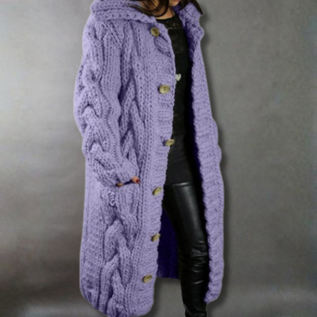 Elegant Longline Knit Coat – Non-Itchy & Flattering Fit