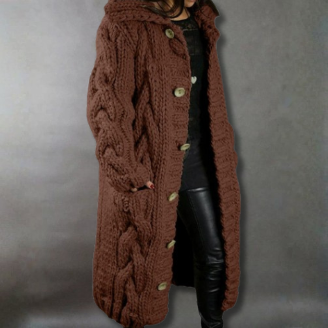 Elegant Longline Knit Coat – Non-Itchy & Flattering Fit
