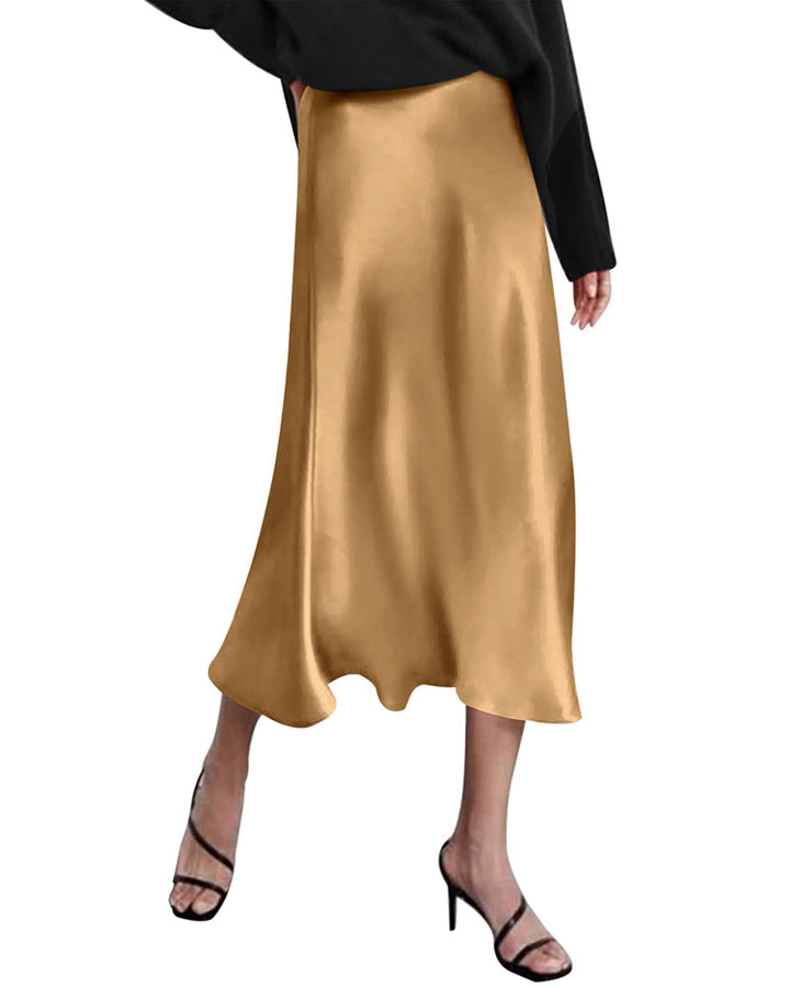 Satin Zipper Elegant Work Skirts