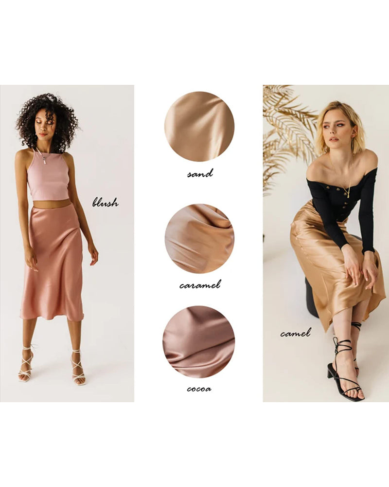 Satin Zipper Elegant Work Skirts
