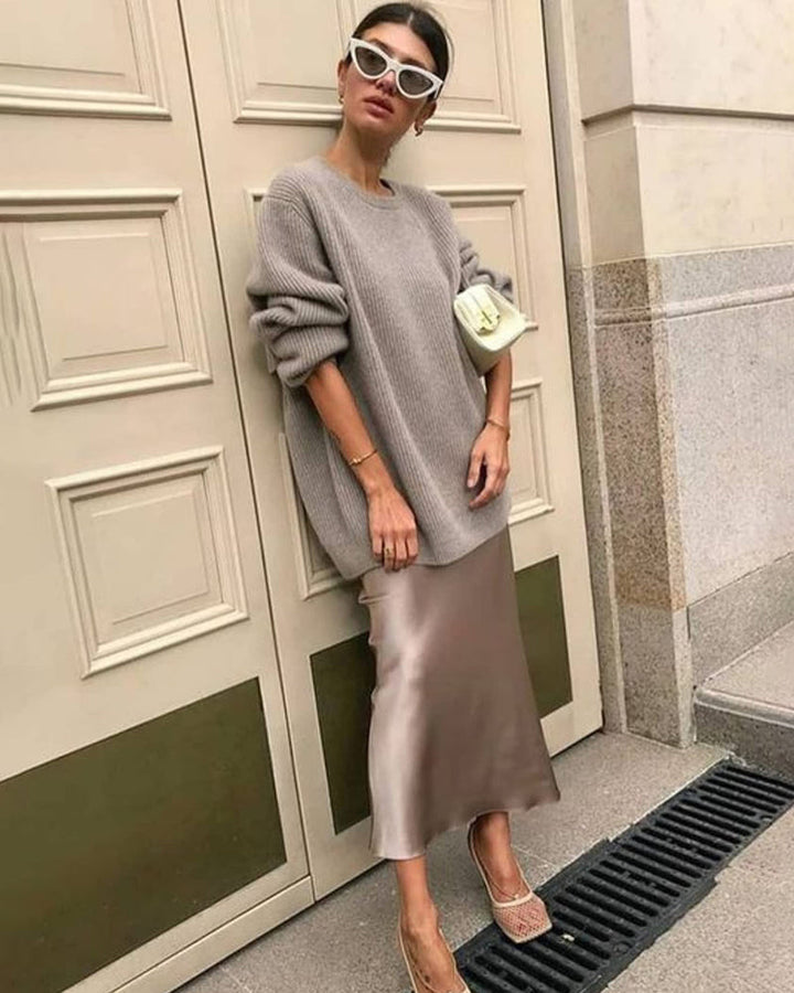 Satin Zipper Elegant Work Skirts
