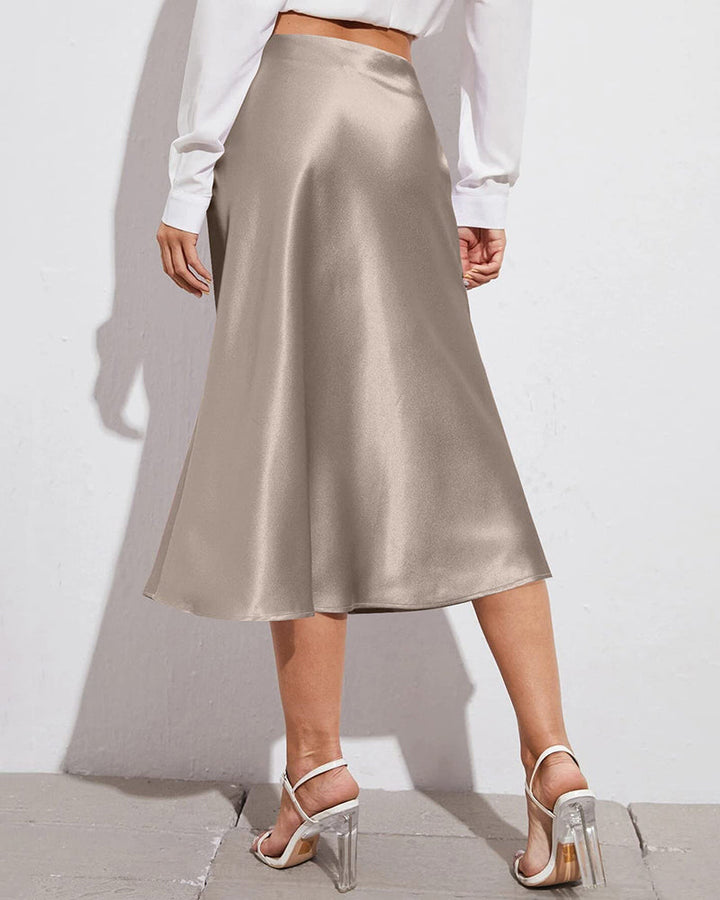 Satin Zipper Elegant Work Skirts