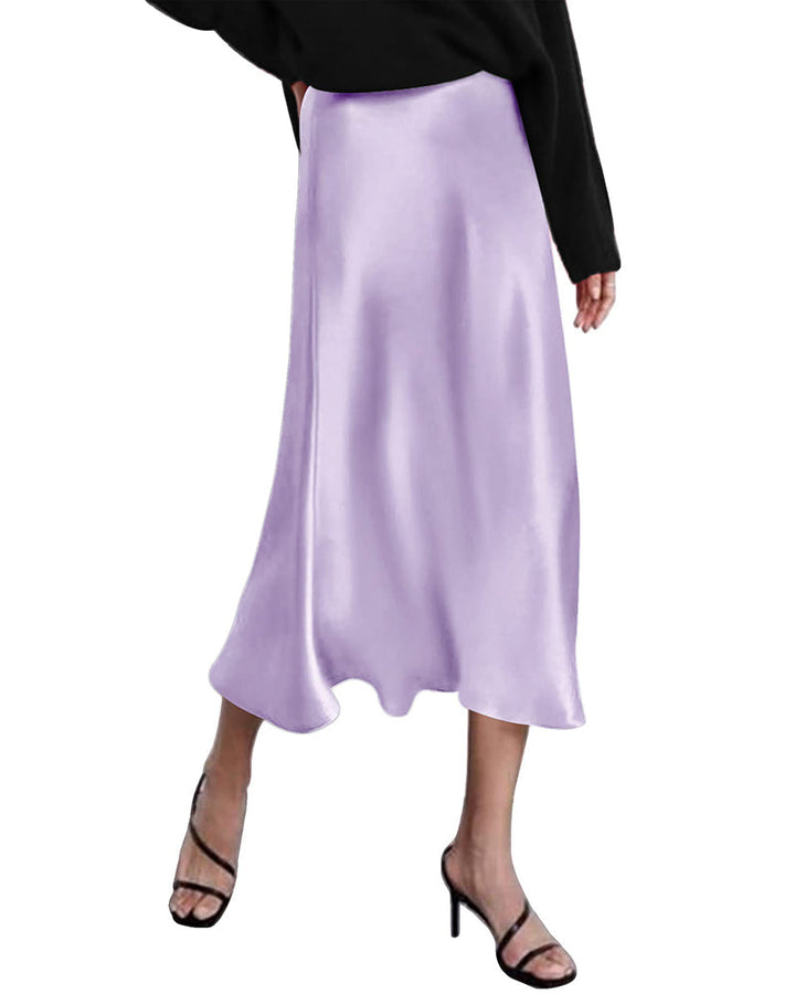 Satin Zipper Elegant Work Skirts