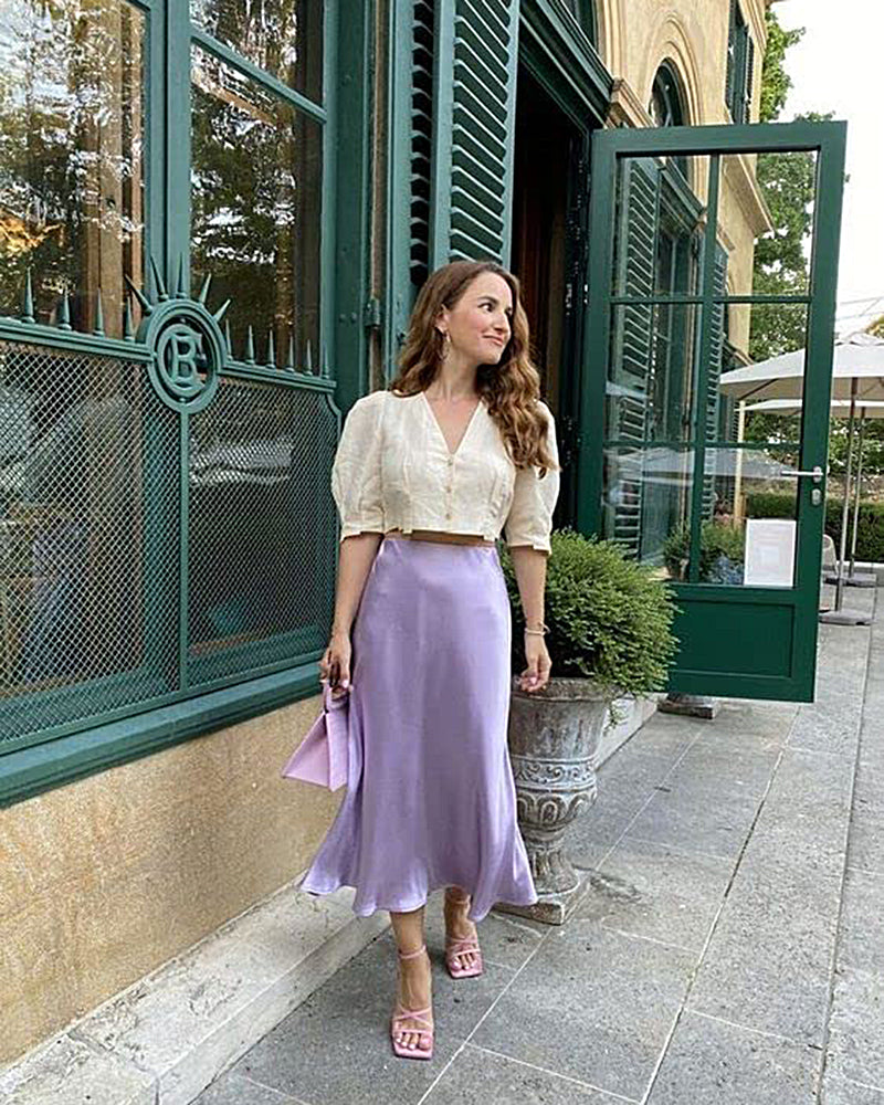 Satin Zipper Elegant Work Skirts