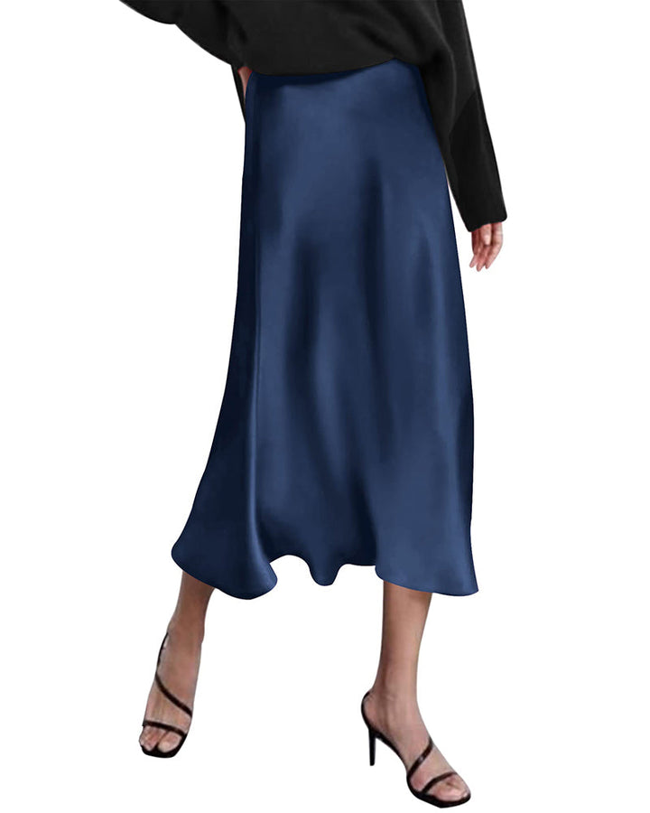Satin Zipper Elegant Work Skirts
