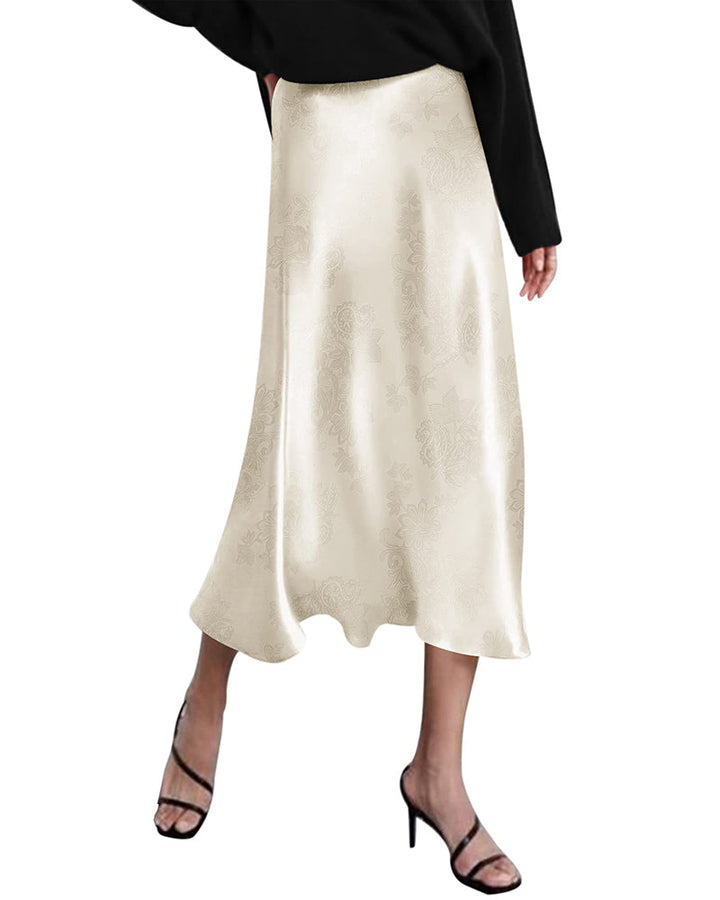 Satin Zipper Elegant Work Skirts