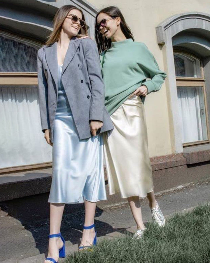Satin Zipper Elegant Work Skirts