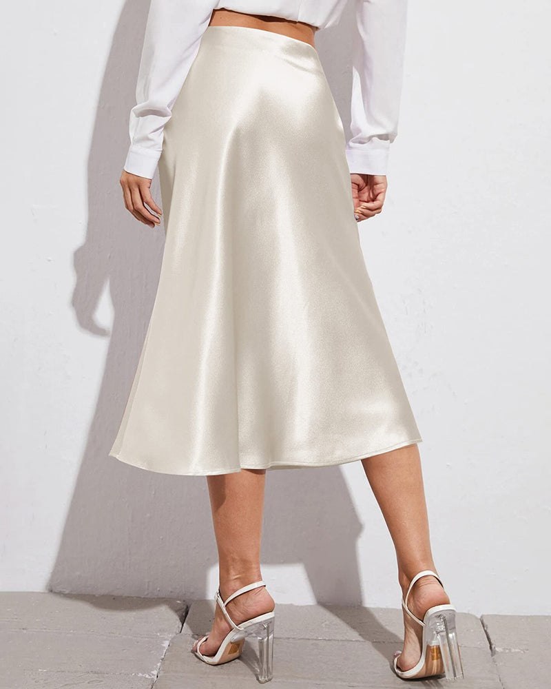 Satin Zipper Elegant Work Skirts