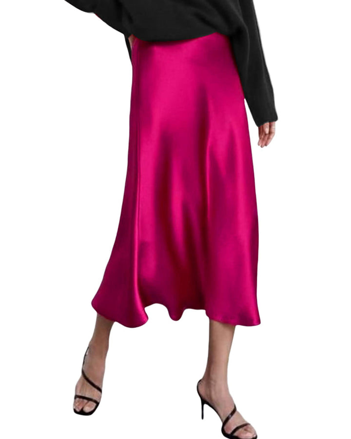 Satin Zipper Elegant Work Skirts
