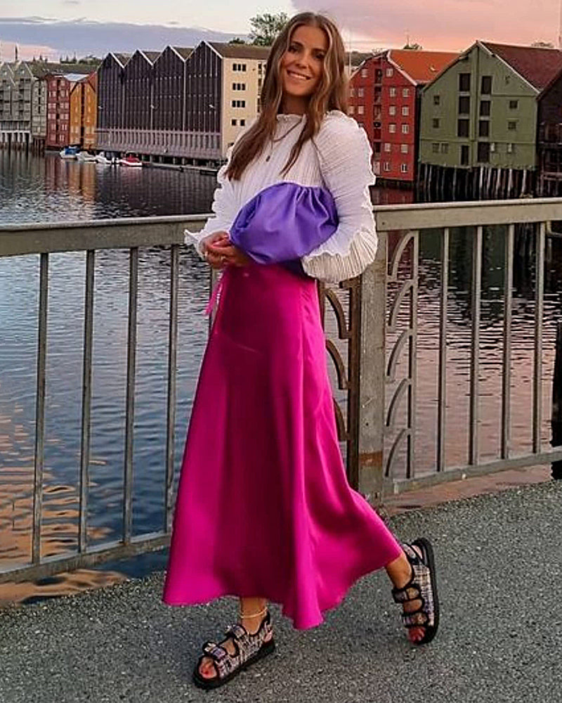 Satin Zipper Elegant Work Skirts