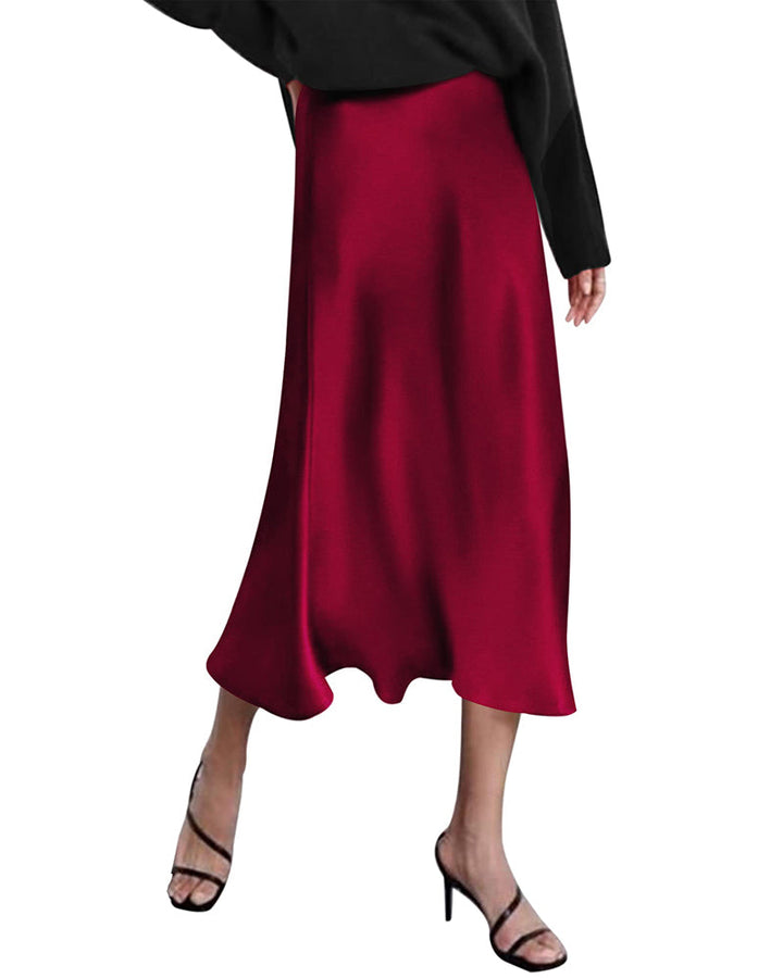Satin Zipper Elegant Work Skirts